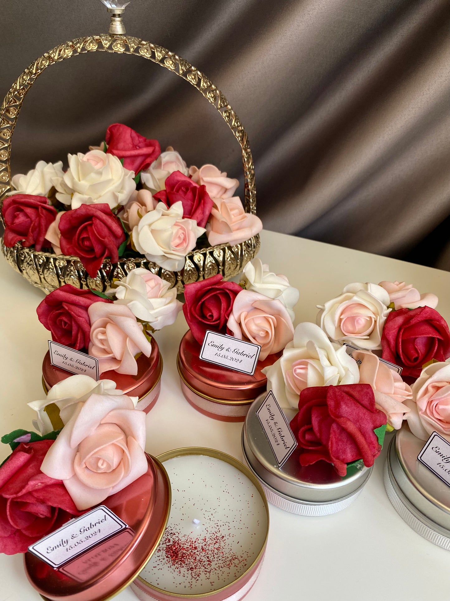 Elegant Wedding Candle Favors, Bridal Shower Guest Favor, Baby Shower Candle Favor, Candle Party Favors, Rose Candle Favors, Unique Candle