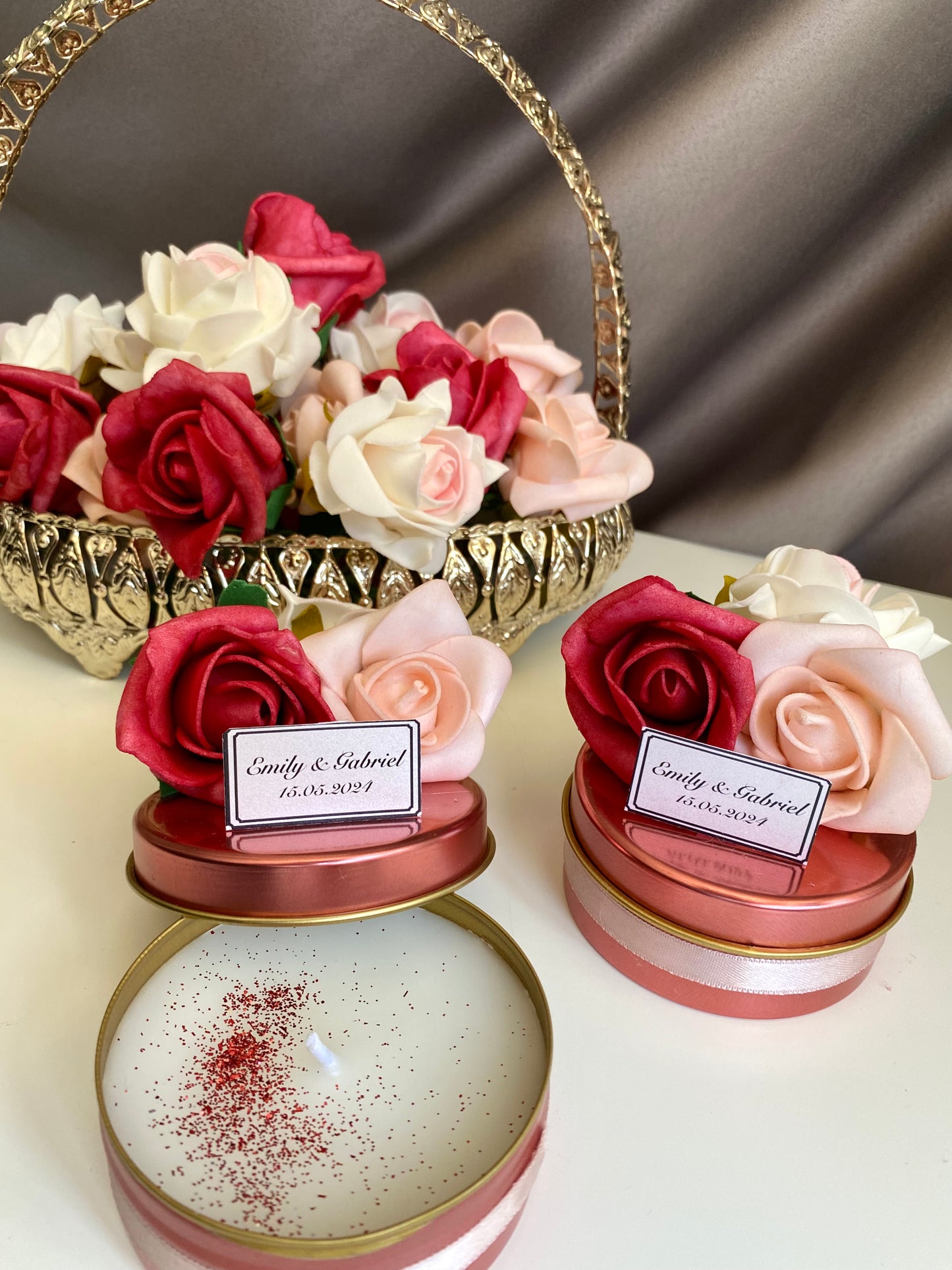 Elegant Wedding Candle Favors, Bridal Shower Guest Favor, Baby Shower Candle Favor, Candle Party Favors, Rose Candle Favors, Unique Candle
