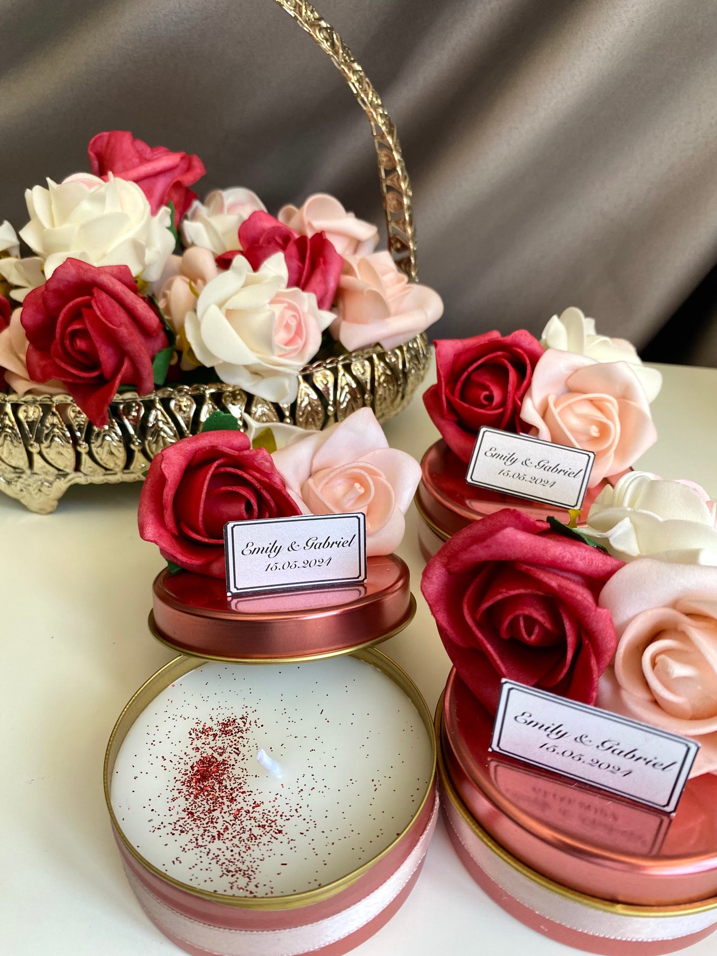 Elegant Wedding Candle Favors, Bridal Shower Guest Favor, Baby Shower Candle Favor, Candle Party Favors, Rose Candle Favors, Unique Candle