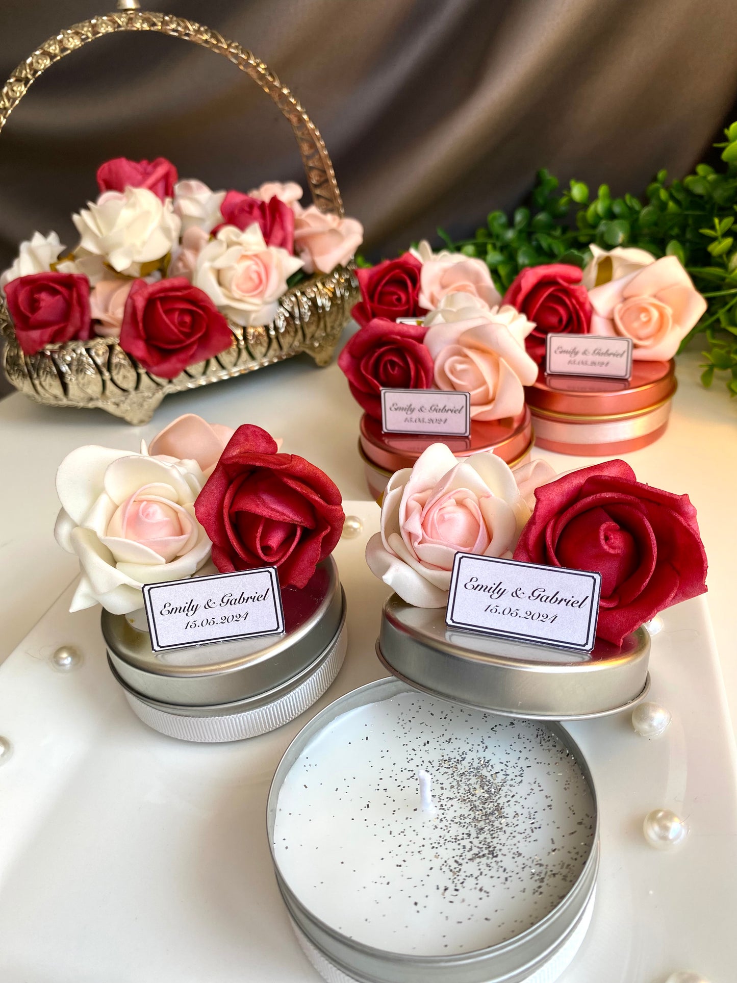 Elegant Wedding Candle Favors, Bridal Shower Guest Favor, Baby Shower Candle Favor, Candle Party Favors, Rose Candle Favors, Unique Candle